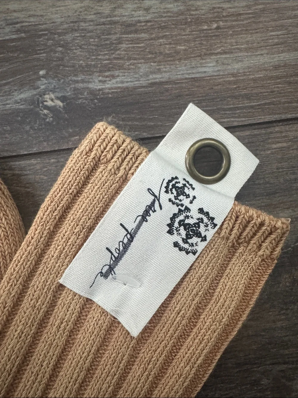 Free People Ribbed Crew Socks - Tan